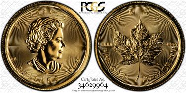 2016 $5 Maple Leaf Au MS70