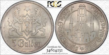 1927 5 Guld KM-147  Ag MS63