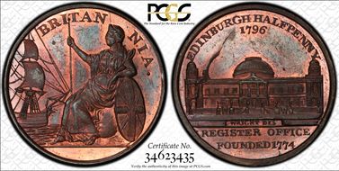 1796 Tk 1/2D DH-52 Lothian, Edinburgh MS64RB