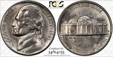 1941-S 5C Large S, FS-501 MS66