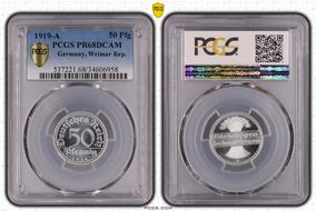 1919-A 50 Pfg J-301 PR68DCAM
