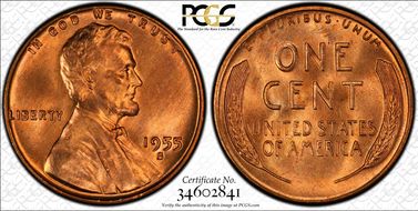 1955-S 1C MS66RD