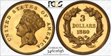 1880 $3 PR66+ CAM