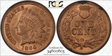 1864 1C Bronze MS64RB