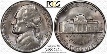 1941-S 5C Large S, FS-501 MS65