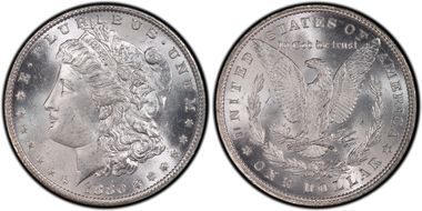 1880-O $1 VAM 6A, 8/7 Ear MS64+