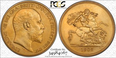 1902 £5 S-3966 Matte PR63