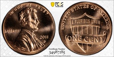 2011-D 1C Shield MS67RD
