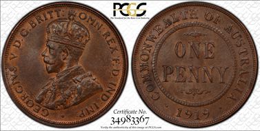 1919 //. (m) 1D Dot below MS64BN