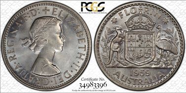 1959(m) Florin KM-60  Ag MS64