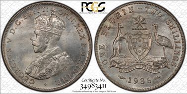 1936(m) Florin KM-27  Ag MS64