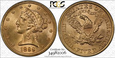 1899 $5 MS64