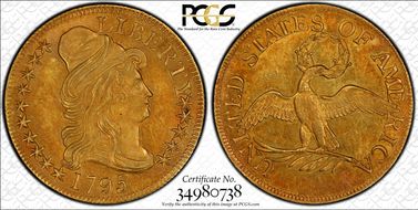 1795 $5 BD-3, Small Eagle MS64