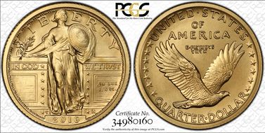 2016-W 25C 100th Anniversary Gold SP70