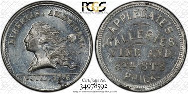 (1876) WM Tkn Pa-Ph 830, Applegate's MS63