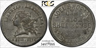 (1876) Token Mo-Sl 33 White Metal Joel Swope's N1