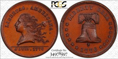 (1876) Token Pa-Ph 256 Bronze Muled w/ Pa-Ph 225 Obv MS66