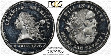 (1876) Token Pa-Ph 256 White Metal  Muled w/ Pa-Ph 226 Obv MS64