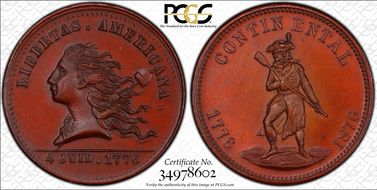 (1876) Token Pa-Ph 256 Bronze Muled w/ Pa-Ph 227 Obv MS65