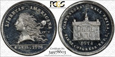 (1876) Token Pa Ph-256 White Metal Lingg & Co. Mule w/Pa-Ph 229 MS64+