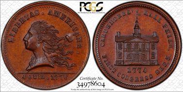 (1876) Token Pa-Ph 256 Bronze Muled w/ Pa-Ph 229 Obv MS65