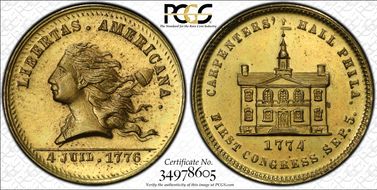 (1876) Token Pa-Ph 256 Brass Muled w/ Pa-Ph 229 Obv MS64