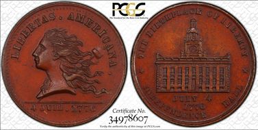 (1876) Token Pa-Ph 256 Bronze Muled w/ Pa-Ph 230 Obv MS64