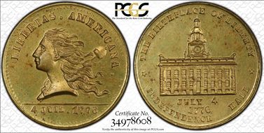 (1876) Token Pa-Ph 256 Brass Muled w/ Pa-Ph 230 Obv MS63