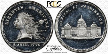 (1876) Token Pa-Ph 256 White Metal Muled w/ Pa-Ph 262G Obv MS64