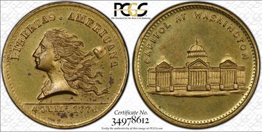 (1876) Token Pa-Ph 256 Brass Muled w/ Pa-Ph 262G Obv MS63