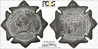 (1876) Token Pa-Ph 256 White Metal Muled w/Holland-158 Obv AU58