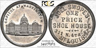 (1876) Token Rulau MO-Sl 40 White Metal Joel Swope's N1