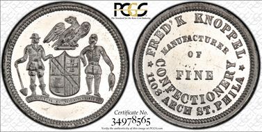 (1876) Token Pa-Ph 215 White Metal Fred'k Knoppel MS64
