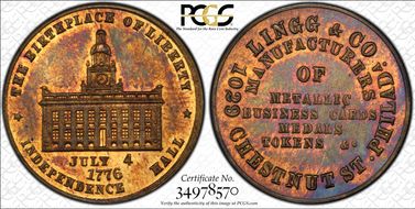 (1876) Token Pa-Ph 262B Brass Lingg & Co MS63