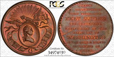 (c.1858) AE Medal GW-130-R2, Civic Procession MS64BN