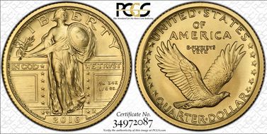 2016-W 25C 100th Anniversary Gold SP70