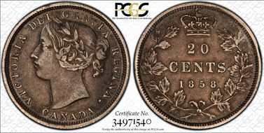 1858 20C Blundered I in VICTORIA VF25