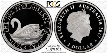 2017-P $1 Silver Swan PR70DCAM