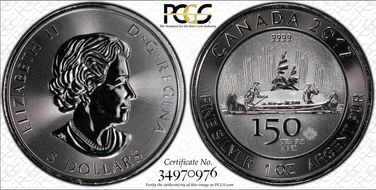 2017 $5 Voyageur 150th Ann. MS66