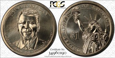 2016-P $1 Ronald Reagan Position B UNC Set MS67