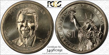 2016-P $1 Ronald Reagan Position B UNC Set MS67