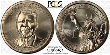 2016-P $1 Ronald Reagan Position A UNC Set MS67