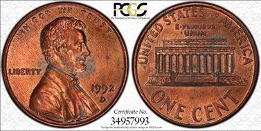 1992-D 1C Close AM FS-901 MS62RB