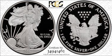2007-W $1 Silver Eagle PR70DCAM