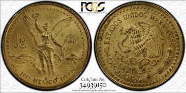 1991-Mo 1/10 oz Libertad Gold MS67