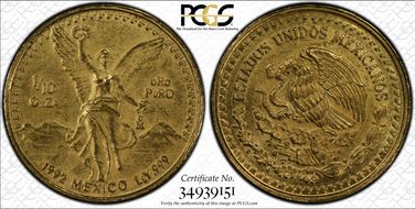 1992-Mo 1/10 oz Libertad Au MS64