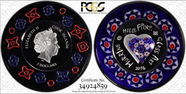 2016 $5 Murrine Millefiori Glass Art PR67DCAM