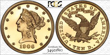 1906 $10 PR66CAM