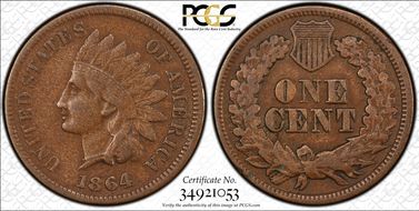 1864 1C L on Ribbon XF40BN