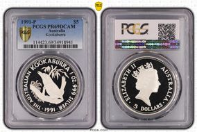 1991-P $5 Kookaburra-Facing Left PR69DCAM